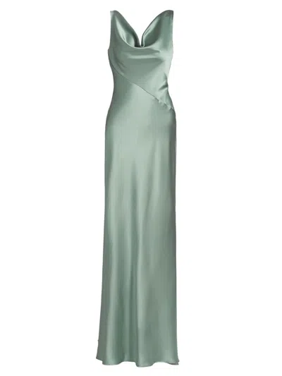 Amsale Women's Satin Cowlneck Gown In Green