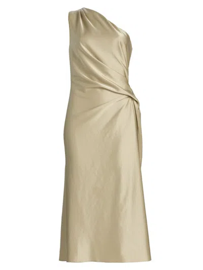 Amsale Women's Satin Drape One-shoulder Cocktail Dress In Green