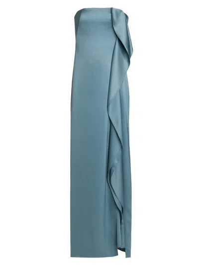 Amsale Cascade Maxi Dress In Blue