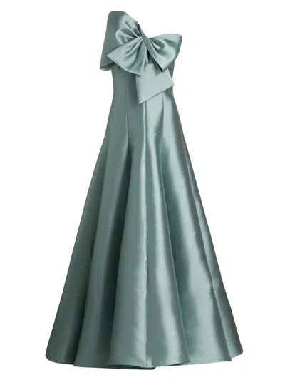 Amsale Women's Satin One-shoulder Bow Gown In Green