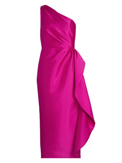 Amsale Women's Satin One-shoulder Ruffle Cocktail Dress In Pink
