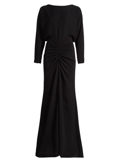 Amsale Women's Satin Ruched Gown In Black
