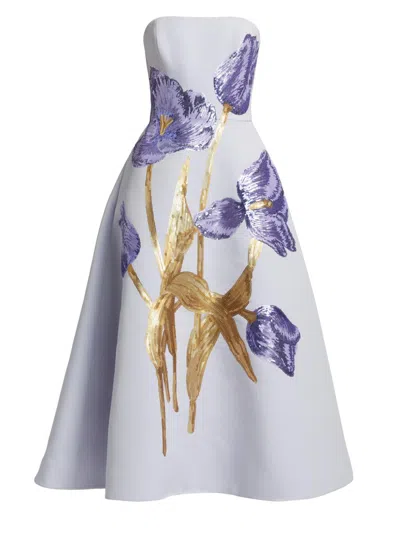 Amsale Women's Sequin Floral Strapless Cocktail Dress In Purple