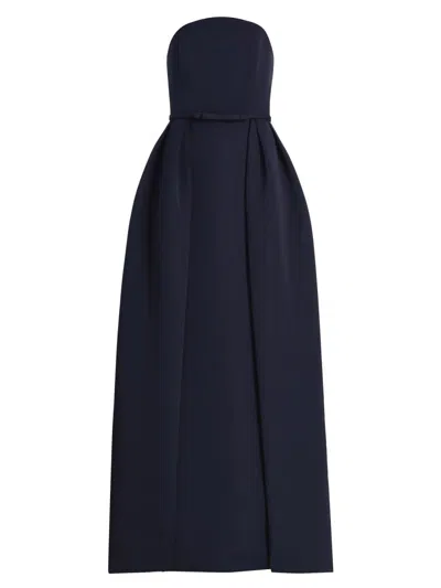 Amsale Strapless Flared Long Gown In Black
