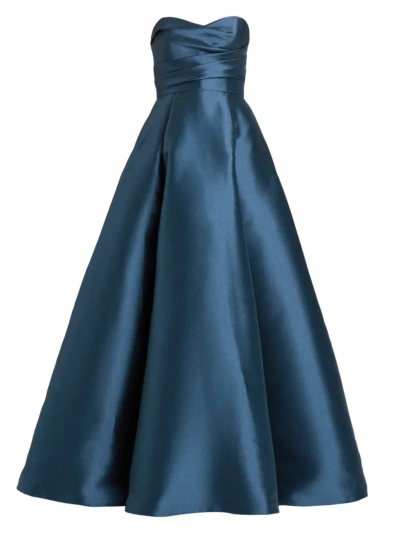 Amsale Women's Strapless Mikado Satin Gown In French Blue