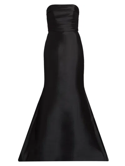 Amsale Women's Taffeta Strapless Trumpet Gown In Black