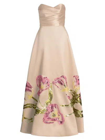 Amsale Women's Tulip-sequined Strapless Gown In Neutral