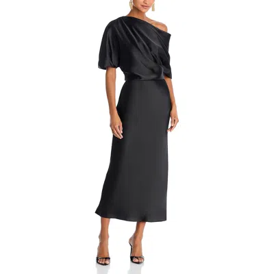 Amsale Off-shoulder Draped-detail Gown In Black