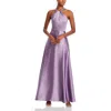 Amsale Draped Halter Neck Gown In Purple