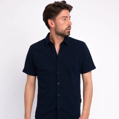 Amsterdam Heritage Abbott | Men's Button-down Pique Cotton Shirt In Blue