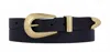 Amsterdam Heritage Adrie Skinny Leather Belt With Horseshoe Buckle And Tip In Black In Black