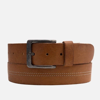Amsterdam Heritage Aren | Center Stitched Leather Belt In Brown