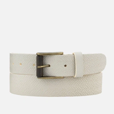 Amsterdam Heritage Ary | Embossed Everyday Leather Belt In Neutral