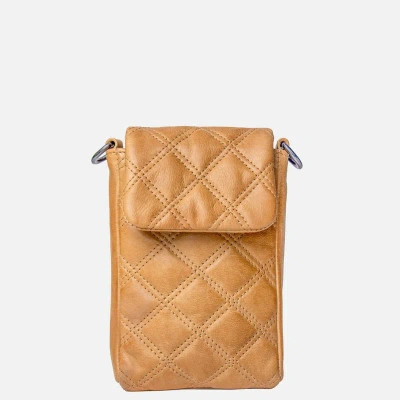 Amsterdam Heritage Beks | Diamond-patterned Leather Phone Bag In Brown