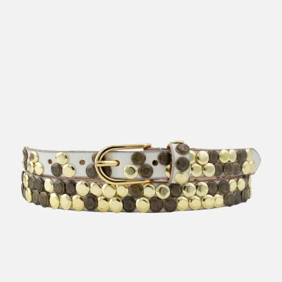 Amsterdam Heritage Chiara | Skinny Studded Belt In Neutral