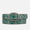 Amsterdam Heritage Irena | Studded Leather Belt | Antique Silver Studs In Green