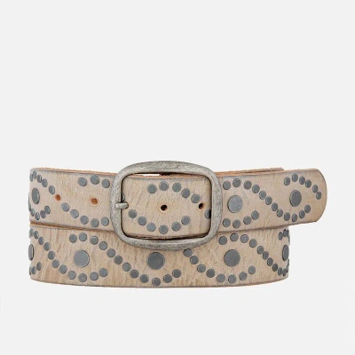 Amsterdam Heritage Irena | Studded Leather Belt | Antique Silver Studs In Neutral
