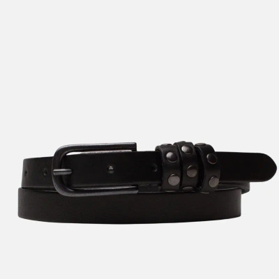 Amsterdam Heritage Kai | Studded Skinny Leather Belt In Black