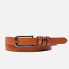 Amsterdam Heritage Kai | Studded Skinny Leather Belt In Brown