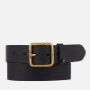 Amsterdam Heritage Kaya | Vintage Gold Square Buckle Leather Belt In Black