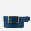 Amsterdam Heritage May | Classic Leather Belt With Rectangular Buckle In Blue