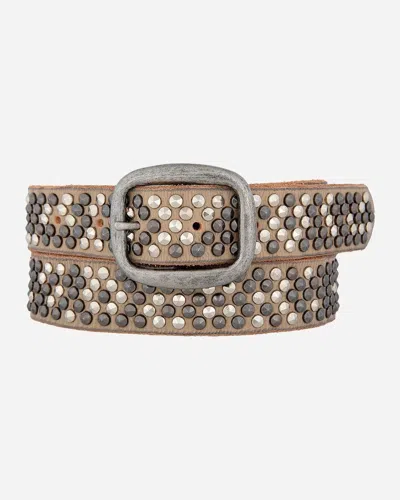 Amsterdam Heritage Women's Bitta Pyramid Multi Studded Leather Belt In Creme In Brown