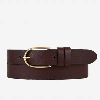 Amsterdam Heritage Women's Drika Smart Full Grain Leather Belt In Brown / Gold Buckle