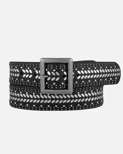Amsterdam Heritage Women's Ezra Studded Leather Belt With Square Buckle In Black