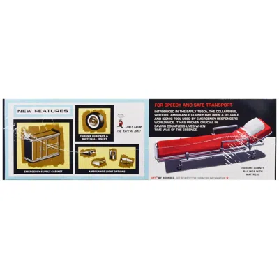 Amt 1-25 Scale Model Kit With Gurney Accessory For 1959 Cadillac Ambulance Skill 2 In Multi
