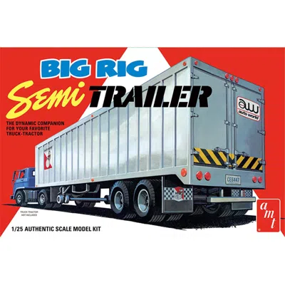 Amt 1 By 25 Scale Big Rig Semi Trailer Plastic Model Kit In Gray