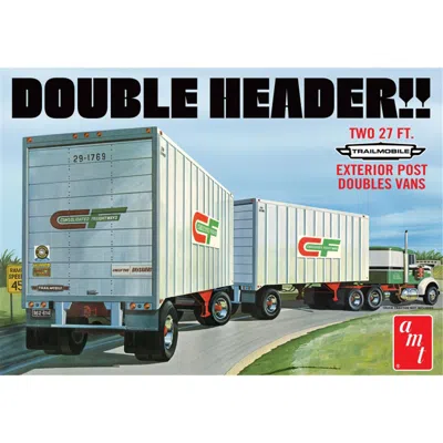 Amt 1 By 25 Scale Double Header Tandem Van Trailers Plastic Model Kit