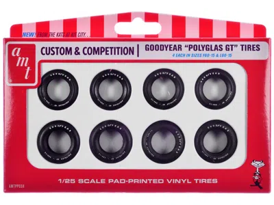 Amt Model Kit "goodyear Polyglas Gt" Tires Set Of 8 Pieces For 1/25 Scale Models By  In Gray