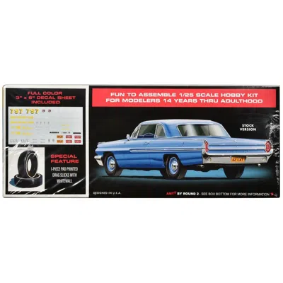 Amt Skill 2 1962 Pontiac Catalina Super Stock 3-in-1 1-25 Scale Model Kit In Blue