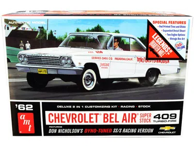 Amt Skill 2 Model Kit 1962 Chevrolet Bel Air Super Stock 409 Turbo-fire Don Nicholson's 2-in-1 Kit "lege In White