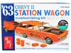 Amt 1-25 Scale Skill 2 Model Kit - 1963 Chevrolet Ii Station Wagon Model Car With Trailer 3-in-1 Kit