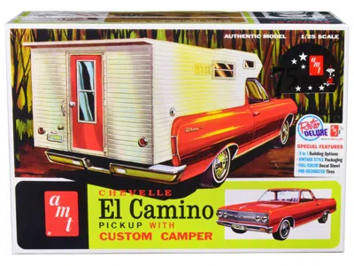 Amt Skill 2 Model Kit 1965 Chevrolet El Camino With Camper 3-in-1 Kit 1/25 Scale Model By  In Multi