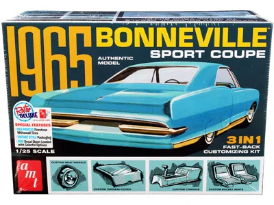 Amt 1-25 Scale Skill 2 Model Kit - 1965 Pontiac Bonneville Sport Coupe 3-in-1 Kit - Model Car In Blue