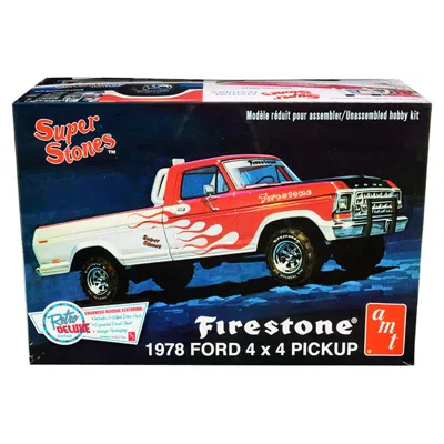 Amt Skill 2 Model Kit 1978 Ford 4 X 4 In. Pickup Truck Firestone Super Stones 1 By 25 Scale Model In Orange
