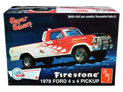 Amt Skill 2 Model Kit 1978 Ford 4x4 Pickup Truck "firestone Super Stones" 1/25 Scale Model By  In Red