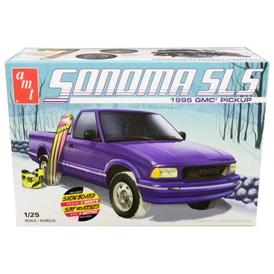 AMT SKILL 2 MODEL KIT 1995 GMC SONOMA SLS PICKUP TRUCK WITH SNOWBOARD & BOOTS 1 BY 25 SCALE MODEL