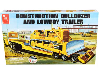 Amt Skill 3 Model Kit Construction Bulldozer And Lowboy Trailer Set Of 2 Pieces 1/25 Scale Model By  In Multi