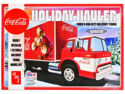 Amt Skill 3 Model Kit Ford C-600 City Delivery Truck "holiday Hauler - Coca-cola" 1/25 Scale Model By Am In Red