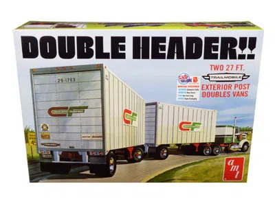 Amt Skill 3 Model Kit Trailmobile Double Header Tandem Van Trailers 1/25 Scale Model By  In White