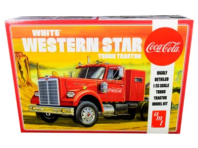Amt Skill 3 Model Kit White Western Star Semi Truck Tractor "coca-cola" 1/25 Scale Model By  In Red