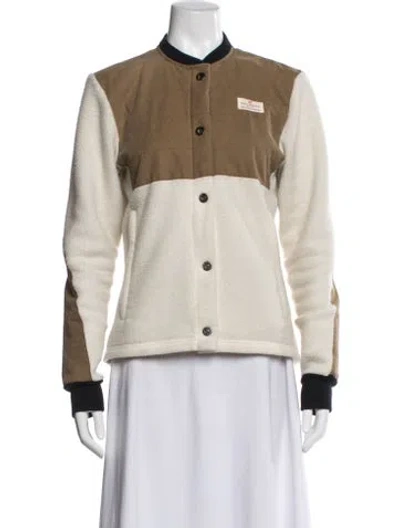 Pre-owned Amundsen Sports Colorblock Pattern Bomber Jacket In Brown