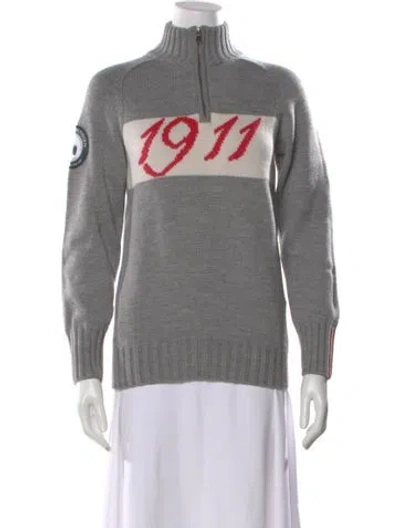 Pre-owned Amundsen Sports Merino Wool Graphic Print Sweater In Gray