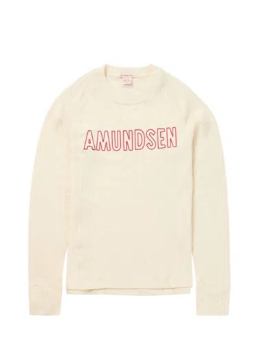 Amundsen Women's Hero's Hide Crew Neck Jumper In Natural/logo In Neutral