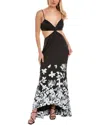 Amur Adalia Floral Cutout High-low Maxi Dress In Black