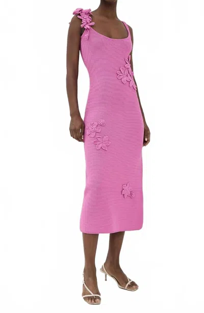 Amur Allegra Floral Knit Midi Dress In Pink Pearl
