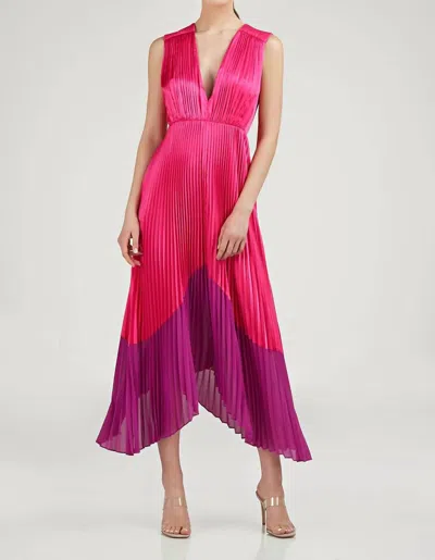 Amur Amelia Pleated Midi Dress In Rosie Grape In Pink